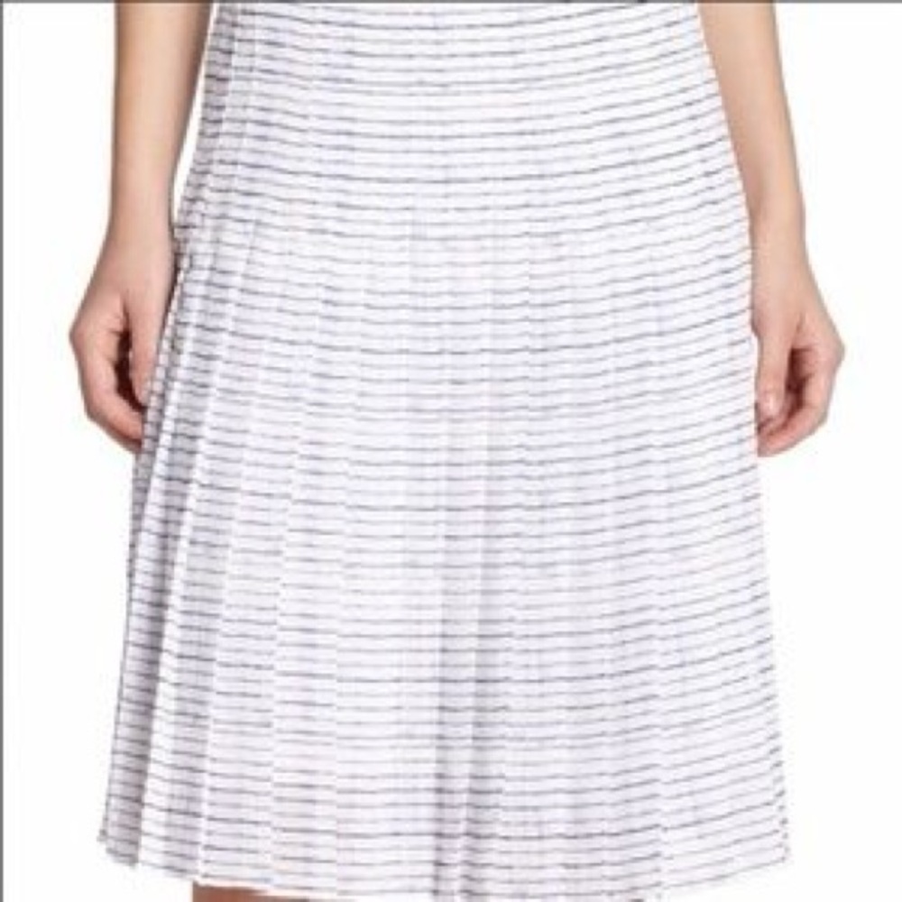 Vince White Pleated A-Line Midi Skirt